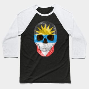 Antigua And Barbuda Flag Skull - Gift for Antiguan or Barbudan With Roots From Antigua And Barbuda Baseball T-Shirt